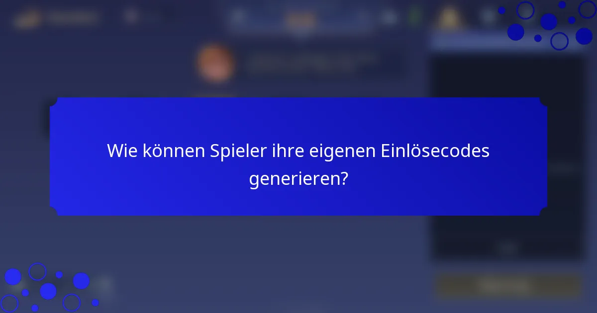 Wie können Spieler ihre eigenen Einlösecodes generieren?